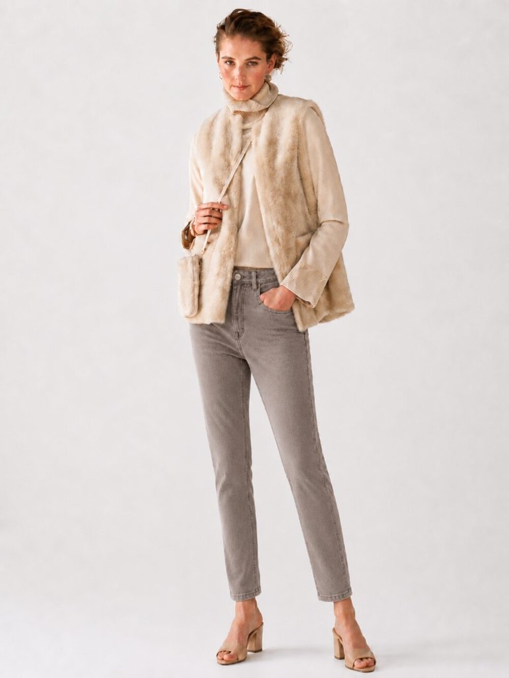 Brunello Cucinelli Jeans Tan Monili Skinny High Waist Size 8 44 IT